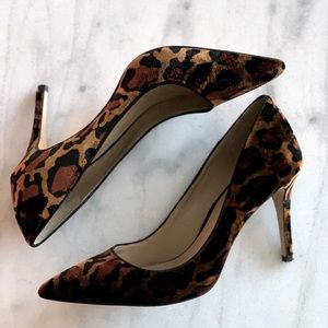 Ann Taylor animal print suede heels